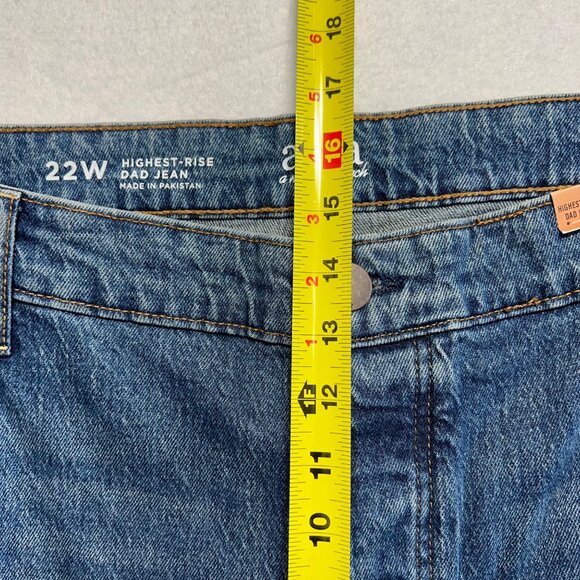 a.n.a. Womens Highest Rise Straight Stretch Blue Denim Dad Jeans Plus Sz 22W NWT - Picture 9 of 11